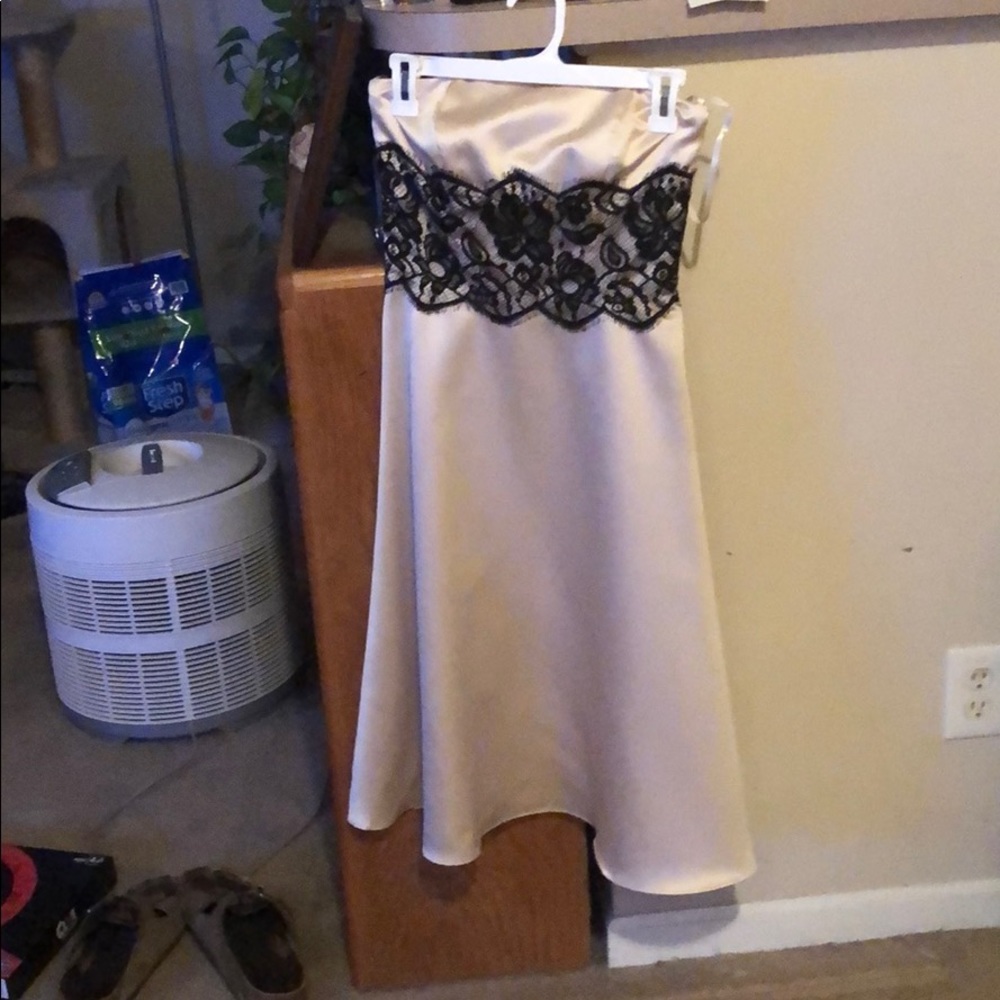 White dress with black lace